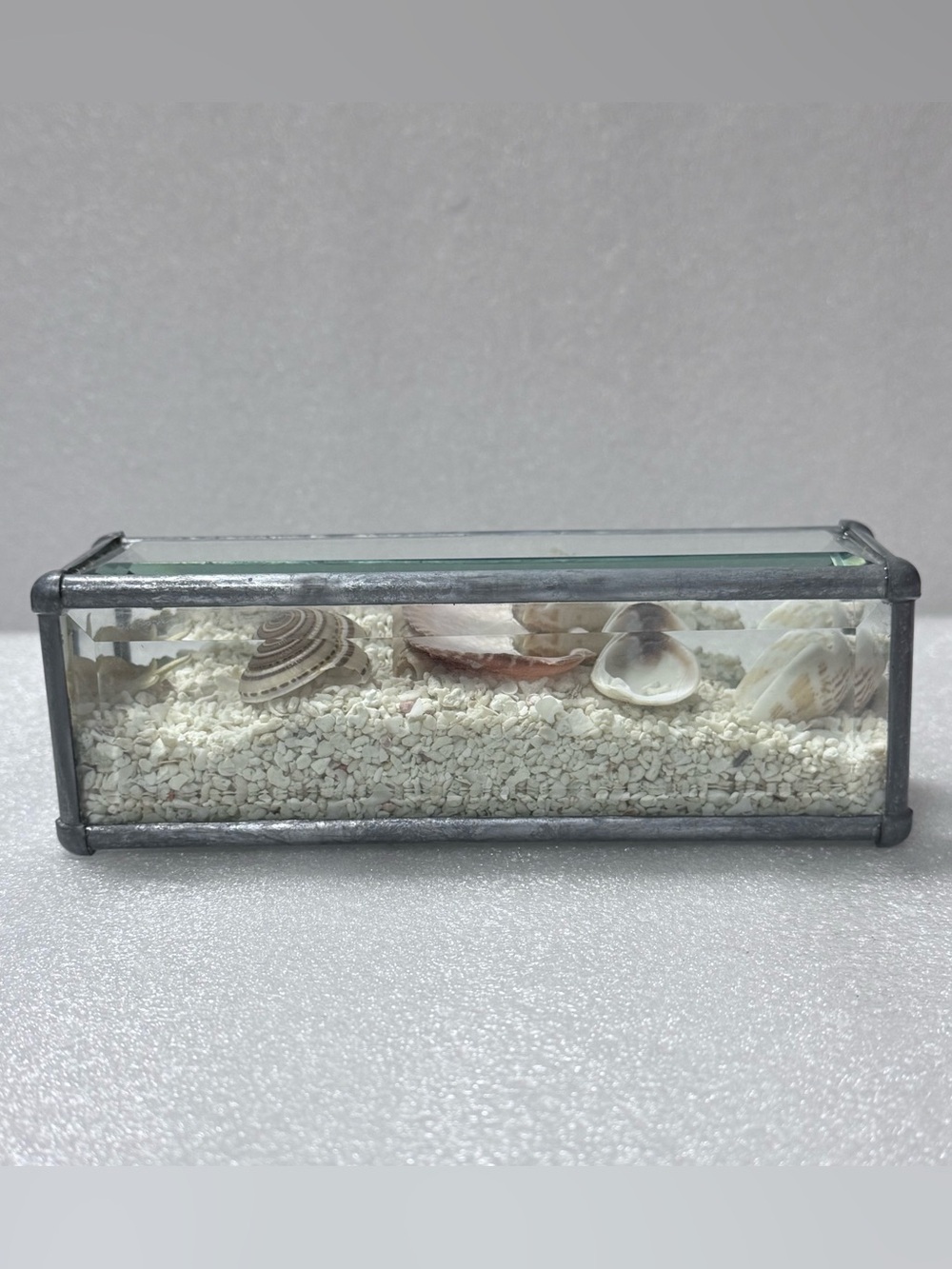 Vintage beveled glass seashell decorative box